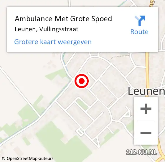 Locatie op kaart van de 112 melding: Ambulance Met Grote Spoed Naar Leunen, Vullingsstraat op 11 januari 2015 15:02