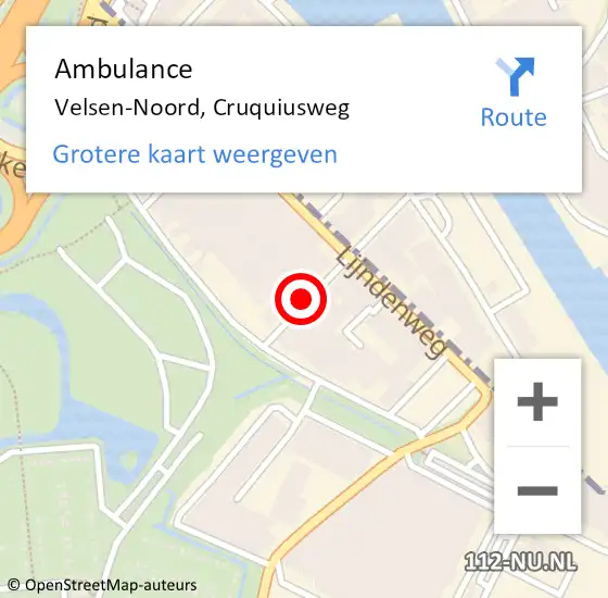 Locatie op kaart van de 112 melding: Ambulance Velsen-Noord, Cruquiusweg op 11 januari 2015 15:22