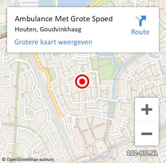 Locatie op kaart van de 112 melding: Ambulance Met Grote Spoed Naar Houten, Goudvinkhaag op 11 januari 2015 16:25