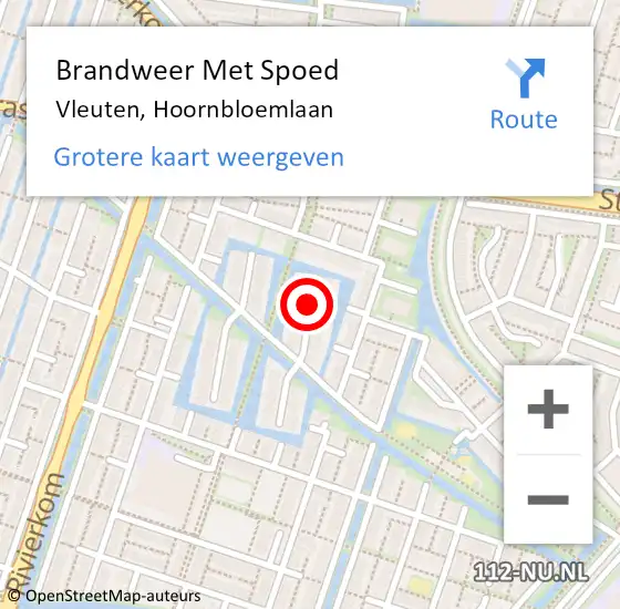 Locatie op kaart van de 112 melding: Brandweer Met Spoed Naar Vleuten, Hoornbloemlaan op 11 januari 2015 16:49