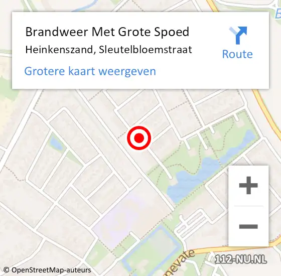 Locatie op kaart van de 112 melding: Brandweer Met Grote Spoed Naar Heinkenszand, Sleutelbloemstraat op 27 oktober 2013 12:08