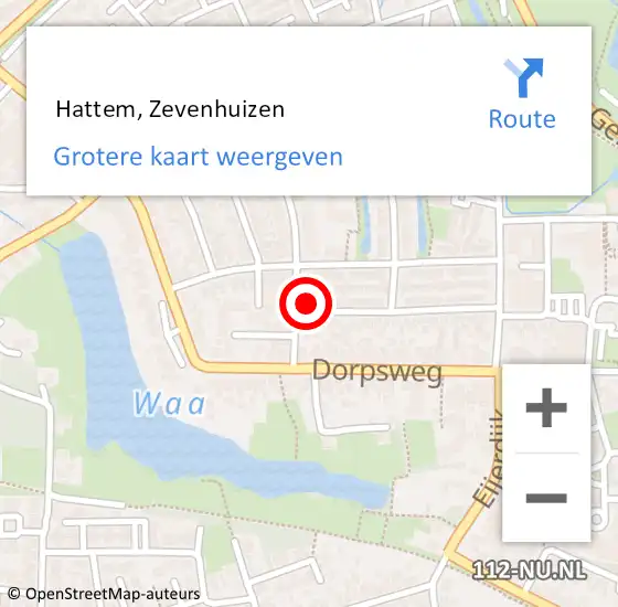 Locatie op kaart van de 112 melding:  Hattem, Zevenhuizen op 11 januari 2015 18:03
