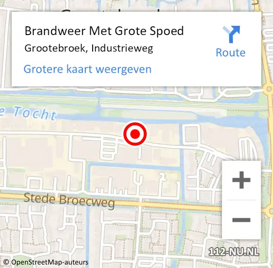 Locatie op kaart van de 112 melding: Brandweer Met Grote Spoed Naar Grootebroek, Industrieweg op 11 januari 2015 18:09