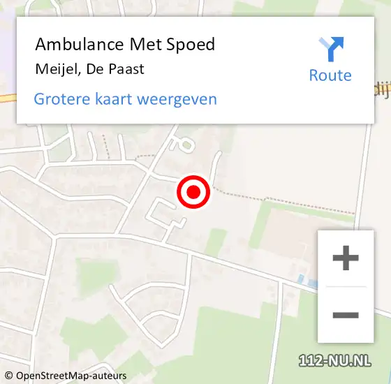 Locatie op kaart van de 112 melding: Ambulance Met Spoed Naar Meijel, De Paast op 11 januari 2015 18:09