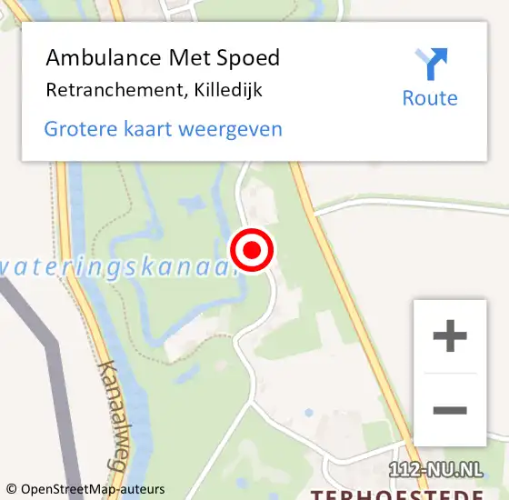 Locatie op kaart van de 112 melding: Ambulance Met Spoed Naar Retranchement, Killedijk op 11 januari 2015 18:10