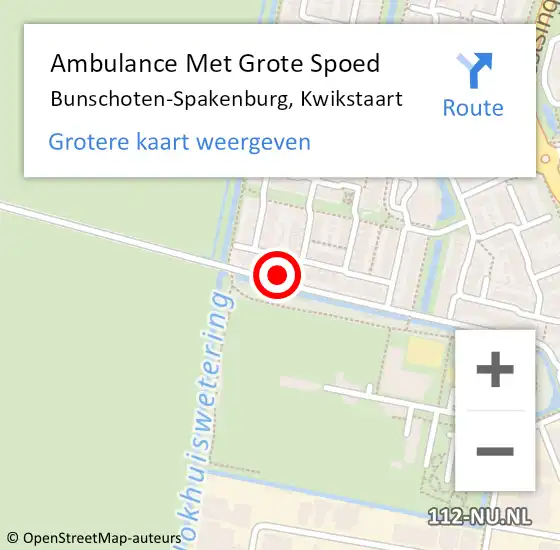 Locatie op kaart van de 112 melding: Ambulance Met Grote Spoed Naar Bunschoten-Spakenburg, Kwikstaart op 11 januari 2015 19:01