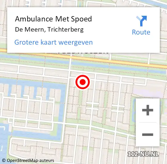 Locatie op kaart van de 112 melding: Ambulance Met Spoed Naar De Meern, Trichterberg op 11 januari 2015 19:55