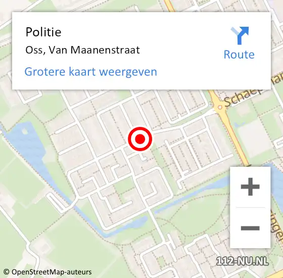 Locatie op kaart van de 112 melding: Politie Oss, Van Maanenstraat op 11 januari 2015 20:04
