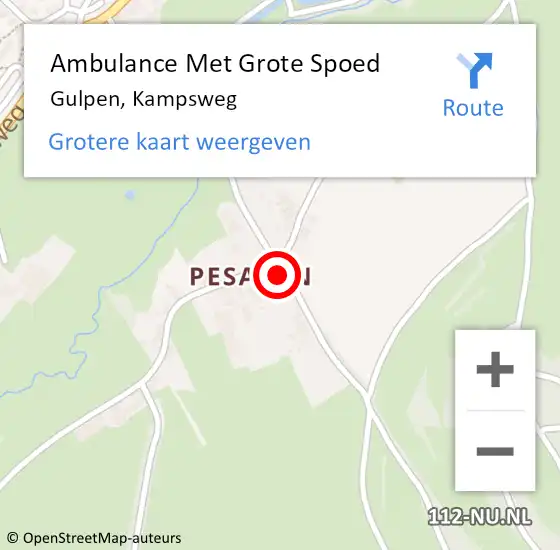 Locatie op kaart van de 112 melding: Ambulance Met Grote Spoed Naar Gulpen, Kampsweg op 11 januari 2015 20:10