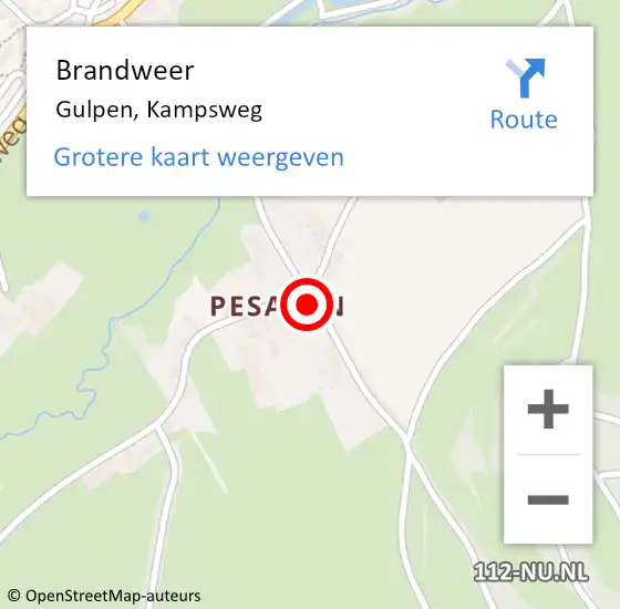 Locatie op kaart van de 112 melding: Brandweer Gulpen, Kampsweg op 11 januari 2015 20:10