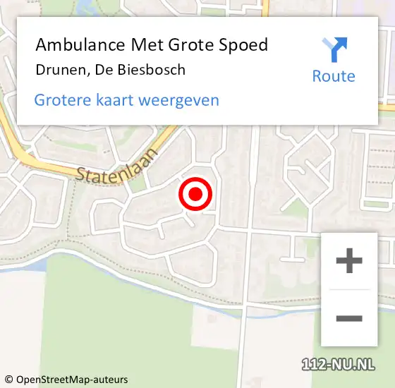 Locatie op kaart van de 112 melding: Ambulance Met Grote Spoed Naar Drunen, De Biesbosch op 11 januari 2015 20:23