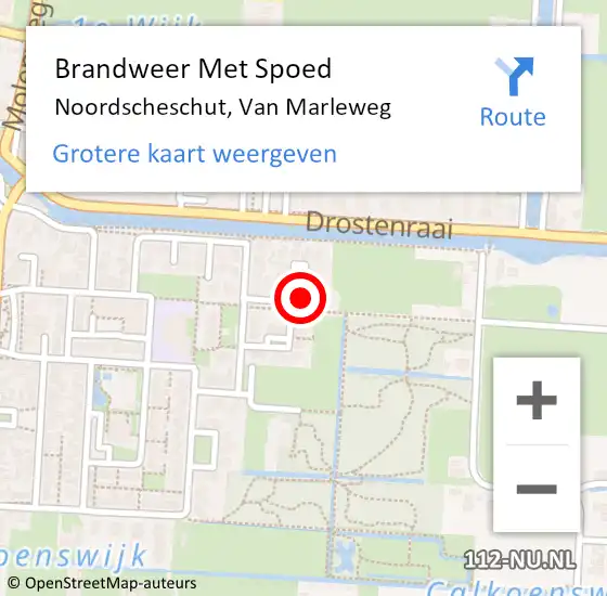 Locatie op kaart van de 112 melding: Brandweer Met Spoed Naar Noordscheschut, Van Marleweg op 27 oktober 2013 12:17