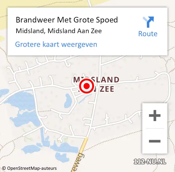 Locatie op kaart van de 112 melding: Brandweer Met Grote Spoed Naar Midsland, Midsland Aan Zee op 11 januari 2015 21:02