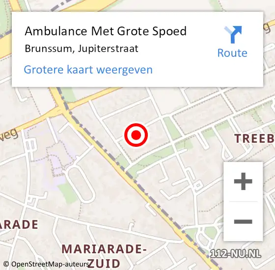 Locatie op kaart van de 112 melding: Ambulance Met Grote Spoed Naar Brunssum, Jupiterstraat op 11 januari 2015 21:05