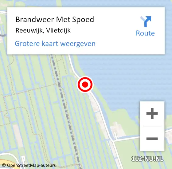 Locatie op kaart van de 112 melding: Brandweer Met Spoed Naar Reeuwijk, Vlietdijk op 11 januari 2015 21:13