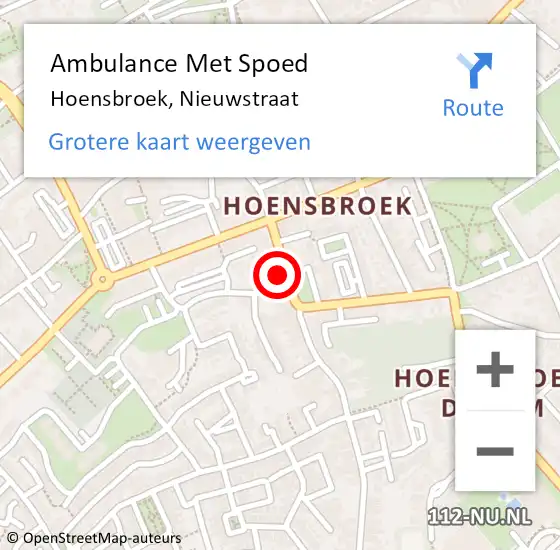 Locatie op kaart van de 112 melding: Ambulance Met Spoed Naar Hoensbroek, Nieuwstraat op 11 januari 2015 23:03