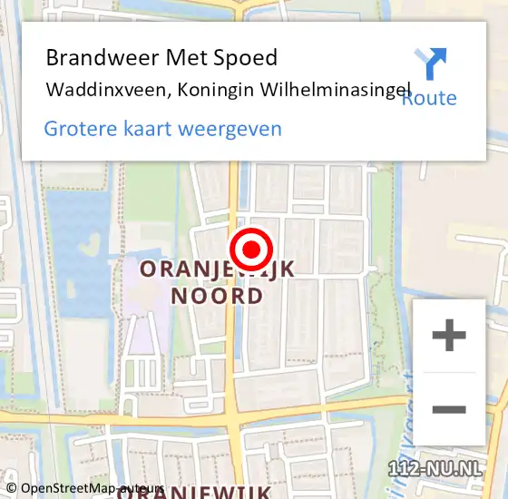 Locatie op kaart van de 112 melding: Brandweer Met Spoed Naar Waddinxveen, Koningin Wilhelminasingel op 11 januari 2015 23:07