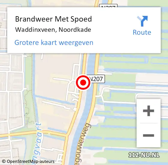 Locatie op kaart van de 112 melding: Brandweer Met Spoed Naar Waddinxveen, Noordkade op 27 oktober 2013 12:30