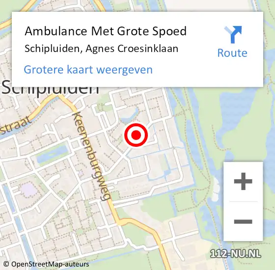 Locatie op kaart van de 112 melding: Ambulance Met Grote Spoed Naar Schipluiden, Agnes Croesinklaan op 12 januari 2015 00:56