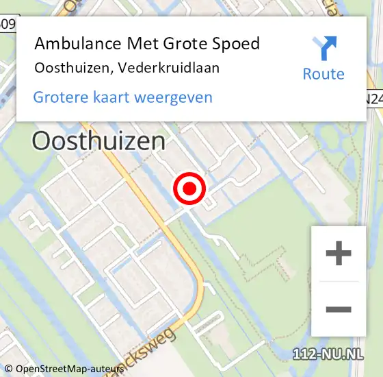 Locatie op kaart van de 112 melding: Ambulance Met Grote Spoed Naar Oosthuizen, Vederkruidlaan op 12 januari 2015 01:26