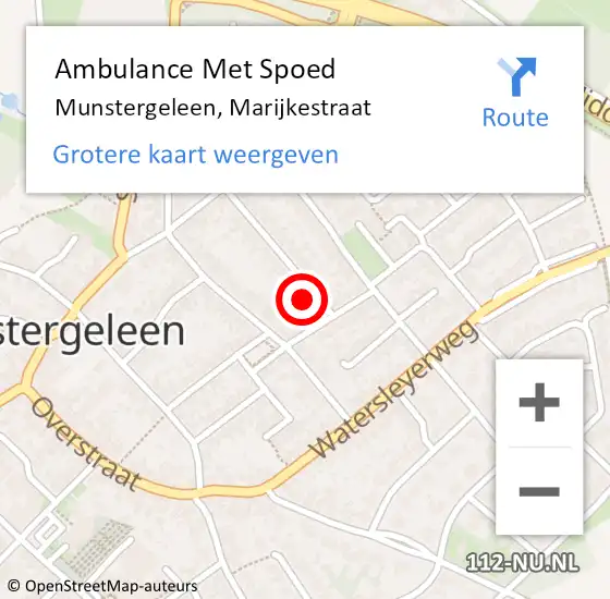 Locatie op kaart van de 112 melding: Ambulance Met Spoed Naar Munstergeleen, Marijkestraat op 12 januari 2015 02:02