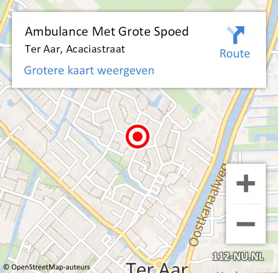 Locatie op kaart van de 112 melding: Ambulance Met Grote Spoed Naar Ter Aar, Acaciastraat op 12 januari 2015 02:05