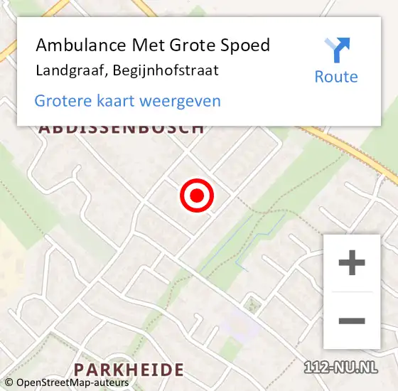 Locatie op kaart van de 112 melding: Ambulance Met Grote Spoed Naar Landgraaf, Begijnhofstraat op 12 januari 2015 03:24