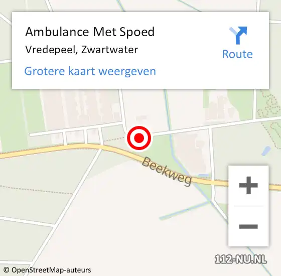 Locatie op kaart van de 112 melding: Ambulance Met Spoed Naar Vredepeel, Zwartwater op 27 oktober 2013 12:38