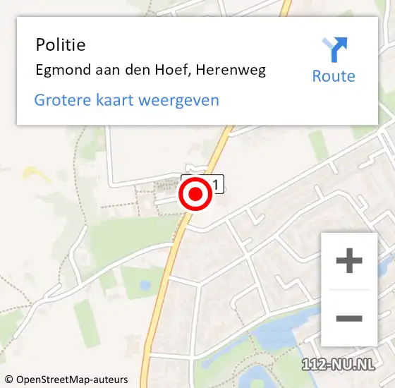 Locatie op kaart van de 112 melding: Politie Egmond aan den Hoef, Herenweg op 12 januari 2015 07:18