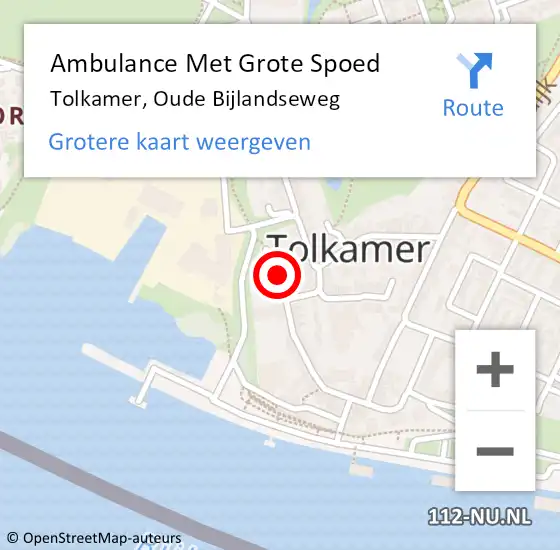 Locatie op kaart van de 112 melding: Ambulance Met Grote Spoed Naar Tolkamer, Oude Bijlandseweg op 12 januari 2015 07:25