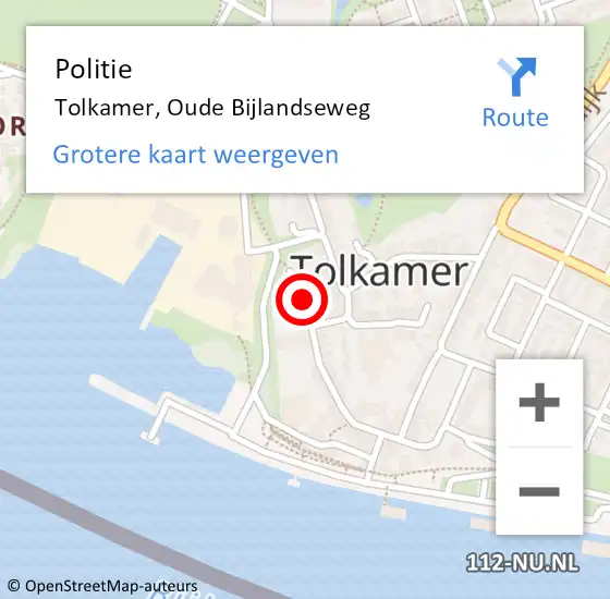 Locatie op kaart van de 112 melding: Politie Tolkamer, Oude Bijlandseweg op 12 januari 2015 07:32