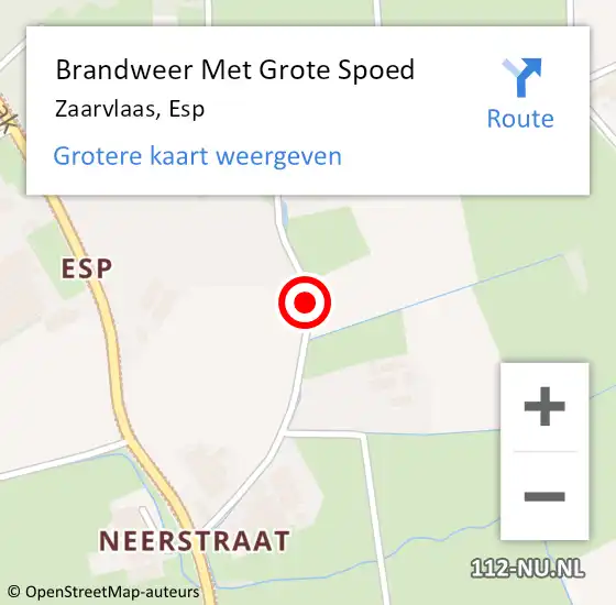 Locatie op kaart van de 112 melding: Brandweer Met Grote Spoed Naar Zaarvlaas, Esp op 27 oktober 2013 12:42