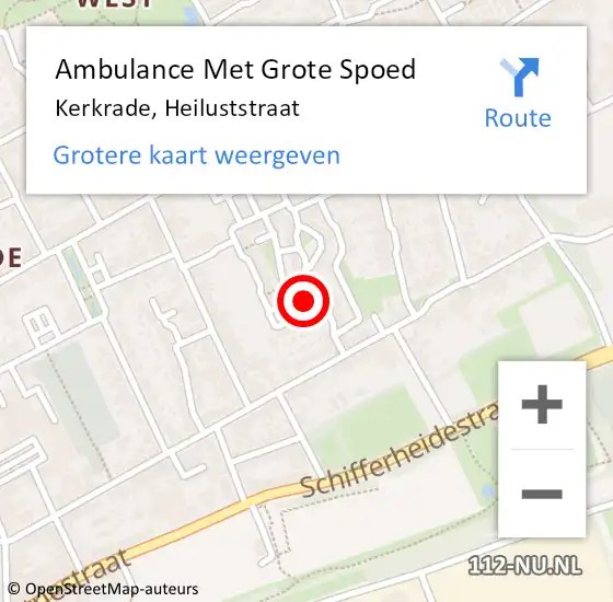 Locatie op kaart van de 112 melding: Ambulance Met Grote Spoed Naar Kerkrade, Heiluststraat op 12 januari 2015 07:45