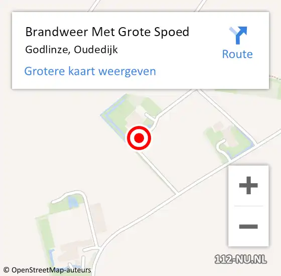 Locatie op kaart van de 112 melding: Brandweer Met Grote Spoed Naar Godlinze, Oudedijk op 12 januari 2015 08:00