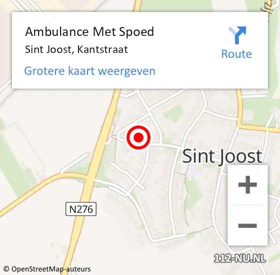 Locatie op kaart van de 112 melding: Ambulance Met Spoed Naar Sint Joost, Kantstraat op 12 januari 2015 08:18