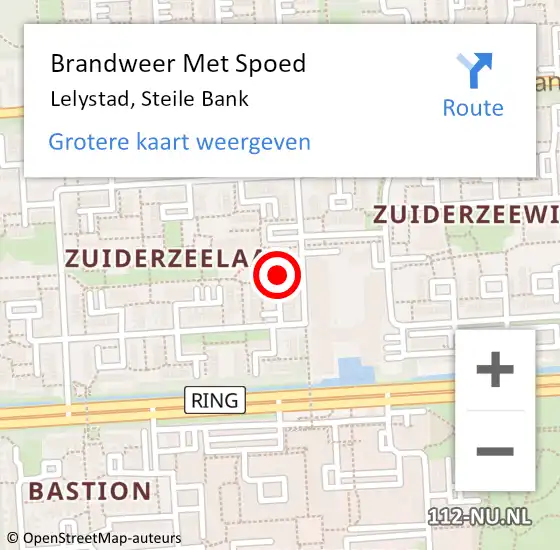 Locatie op kaart van de 112 melding: Brandweer Met Spoed Naar Lelystad, Steile Bank op 27 oktober 2013 12:52