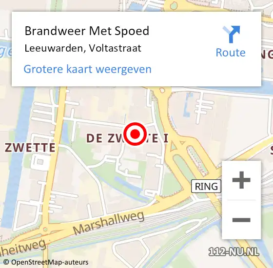 Locatie op kaart van de 112 melding: Brandweer Met Spoed Naar Leeuwarden, Voltastraat op 12 januari 2015 09:01