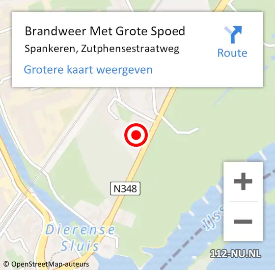 Locatie op kaart van de 112 melding: Brandweer Met Grote Spoed Naar Spankeren, Zutphensestraatweg op 12 januari 2015 09:21