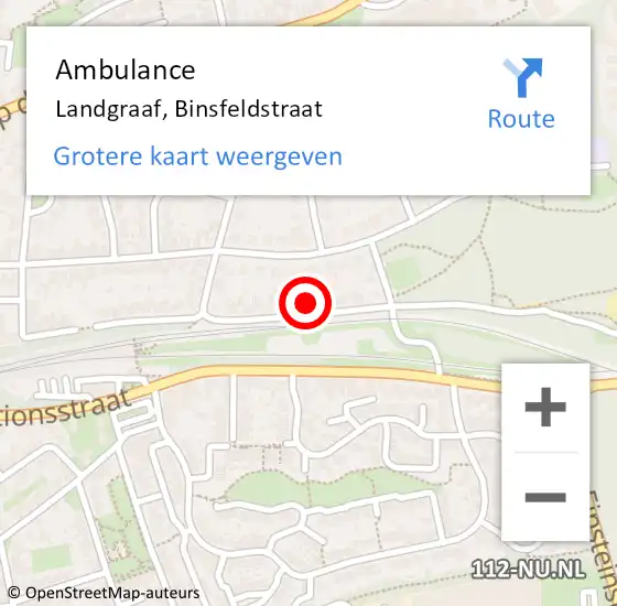 Locatie op kaart van de 112 melding: Ambulance Landgraaf, Binsfeldstraat op 12 januari 2015 09:21