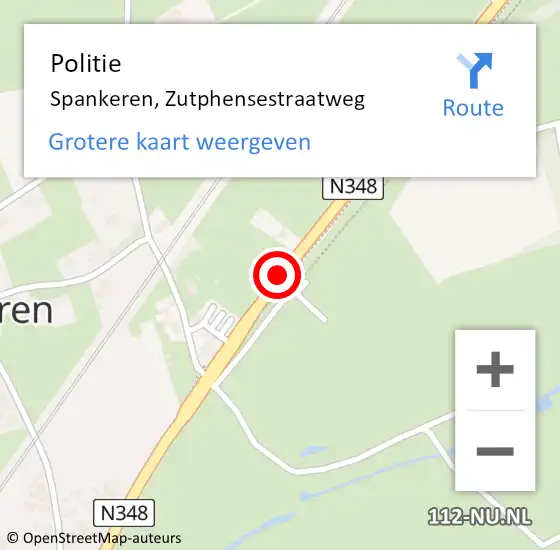 Locatie op kaart van de 112 melding: Politie Spankeren, Zutphensestraatweg op 12 januari 2015 09:23