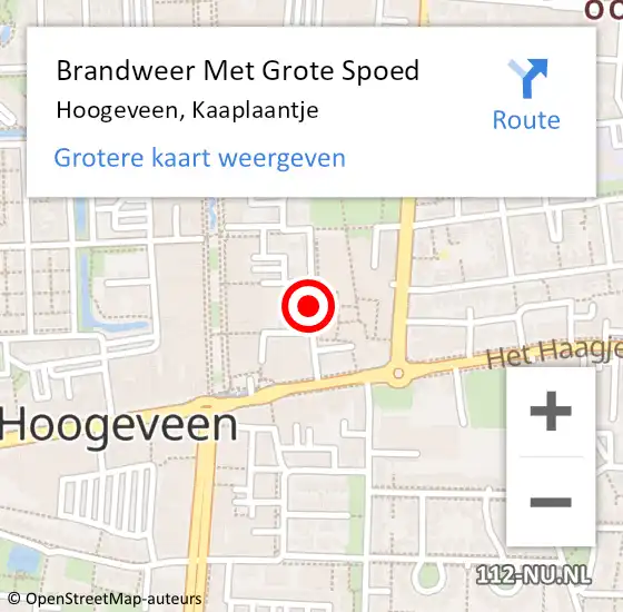 Locatie op kaart van de 112 melding: Brandweer Met Grote Spoed Naar Hoogeveen, Kaaplaantje op 12 januari 2015 09:36