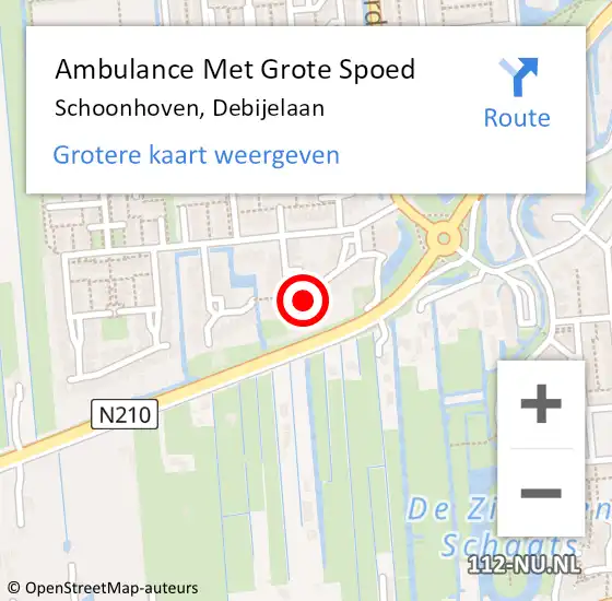 Locatie op kaart van de 112 melding: Ambulance Met Grote Spoed Naar Schoonhoven, Debijelaan op 12 januari 2015 09:49