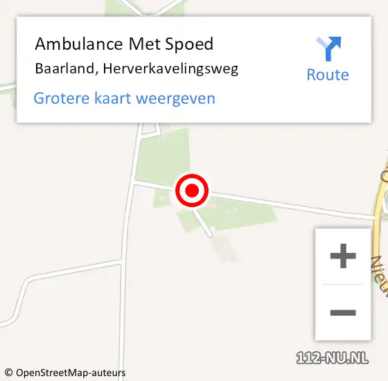 Locatie op kaart van de 112 melding: Ambulance Met Spoed Naar Baarland, Herverkavelingsweg op 12 januari 2015 09:53