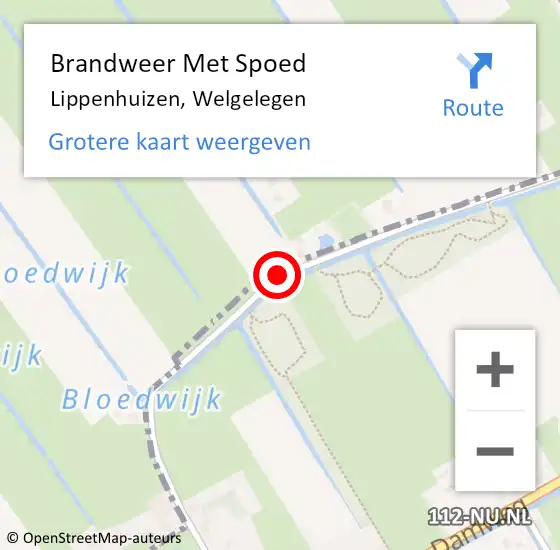 Locatie op kaart van de 112 melding: Brandweer Met Spoed Naar Lippenhuizen, Welgelegen op 12 januari 2015 10:32