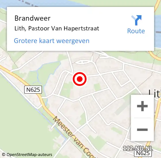 Locatie op kaart van de 112 melding: Brandweer Lith, Pastoor Van Hapertstraat op 12 januari 2015 11:08