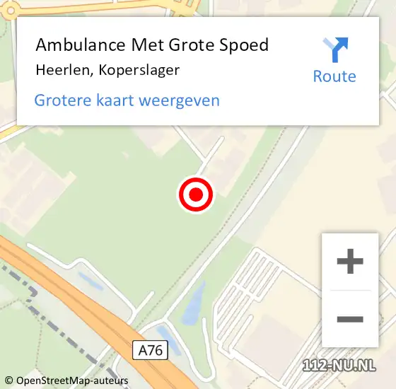 Locatie op kaart van de 112 melding: Ambulance Met Grote Spoed Naar Heerlen, Koperslager op 12 januari 2015 11:12