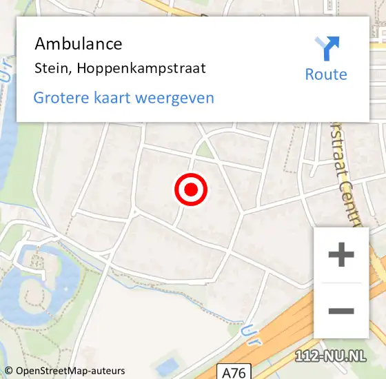 Locatie op kaart van de 112 melding: Ambulance Stein, Hoppenkampstraat op 12 januari 2015 11:28