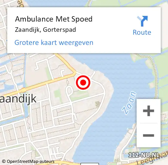 Locatie op kaart van de 112 melding: Ambulance Met Spoed Naar Zaandijk, Gorterspad op 12 januari 2015 11:48