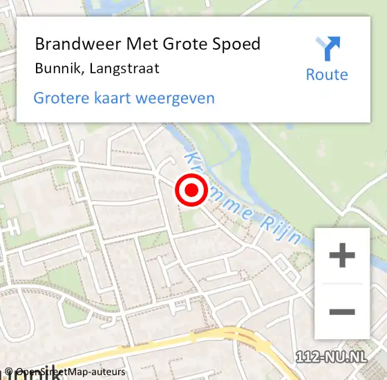 Locatie op kaart van de 112 melding: Brandweer Met Grote Spoed Naar Bunnik, Langstraat op 12 januari 2015 11:57