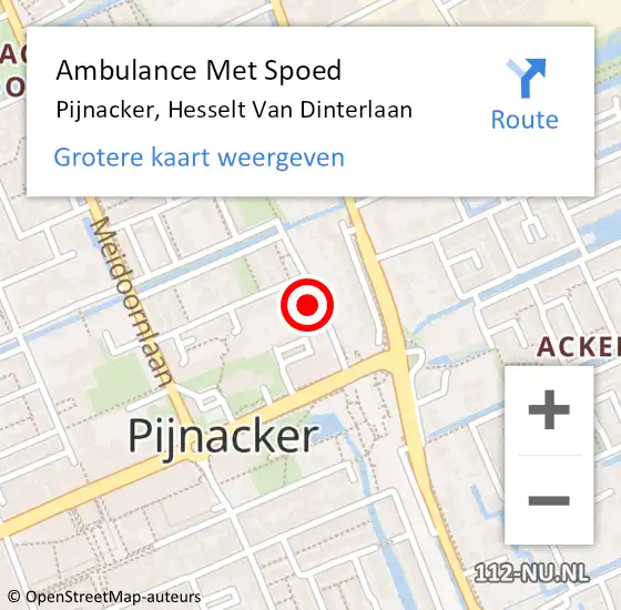 Locatie op kaart van de 112 melding: Ambulance Met Spoed Naar Pijnacker, Hesselt van Dinterlaan op 12 januari 2015 11:59